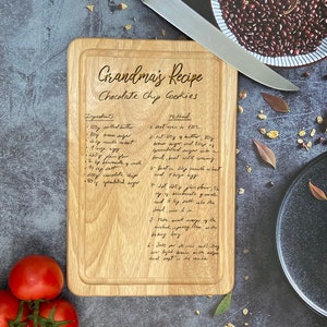 Recipe cutting board,  These Engraved cutting board with your handwritten recipe, ideal mothers day cutting board gift, custom cutting board