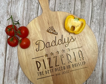 Planche à pizza papa personnalisée : Pelle à pizza en bois d'hévéa gravée
