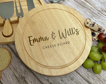 Personalized Hevea Wood Charcuterie Board: Engraved Cheese Board Set