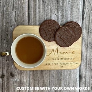 Personalised Tea and Biscuit Board, Custom Tea Tray, Coffee and Cake Board, Personalised Mum Gifts, Ideal Gift for Christmas, Birthdays