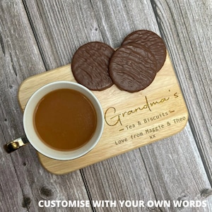 Personalised Tea and Biscuit Board, Custom Tea Tray, Coffee and Cake Board, Personalised Grandma Gifts, Ideal Gift for Christmas, Birthdays