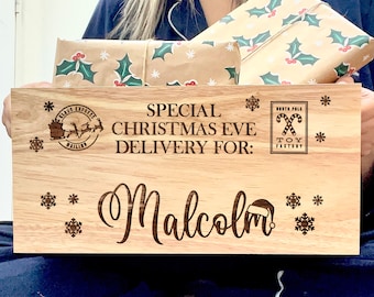 Personalized Wooden Christmas Eve Box: Custom Holiday Crate