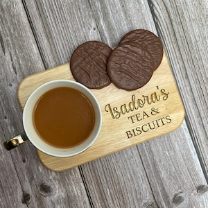 Custom Tea and Biscuit Board, Custom Tea Tray, Coffee and Cake Board, Custom Name Serving Board, Tea Lover Gifts