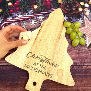 Personalised Christmas Tree Chopping Board, Christmas Cheese Board, Custom Christmas Serving Board, Wood Cheeseboard, Christmas Gift