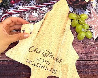 Tábua de Queijos Personalizada para Árvore de Natal: Tábua de Servir em Madeira de Hevea