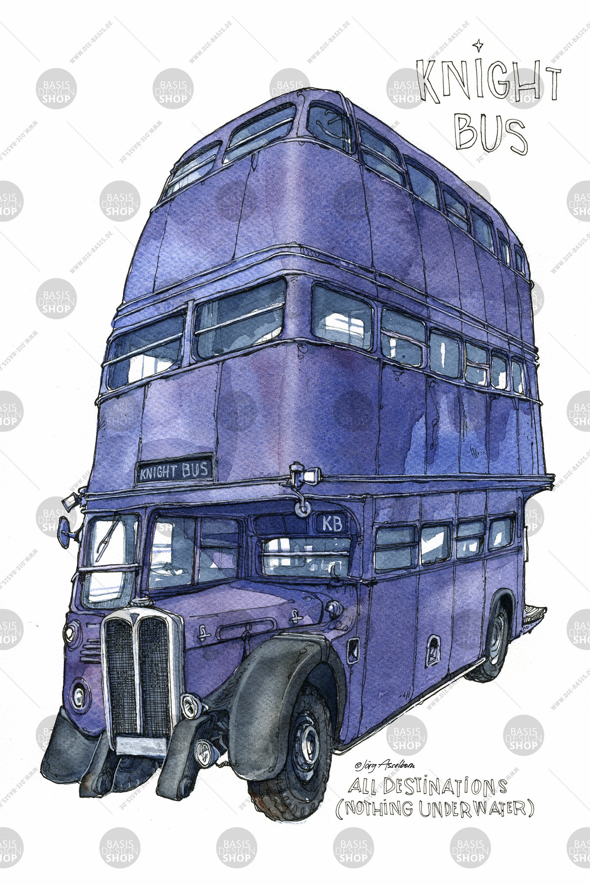 Illustration Harry Potter Knight Bus Fine Art Print Etsy