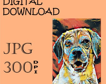 Puggle Digital Wall Art, JPG, Digital Download Dog Art, Dog Lover Gift, Dog Prints