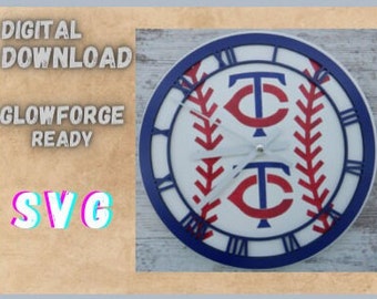 Minnesota Twins baseball clock, Minnesota Twins Digital Download, Major League baseball, baseball fan clock, Twin Cities, Gift for him,