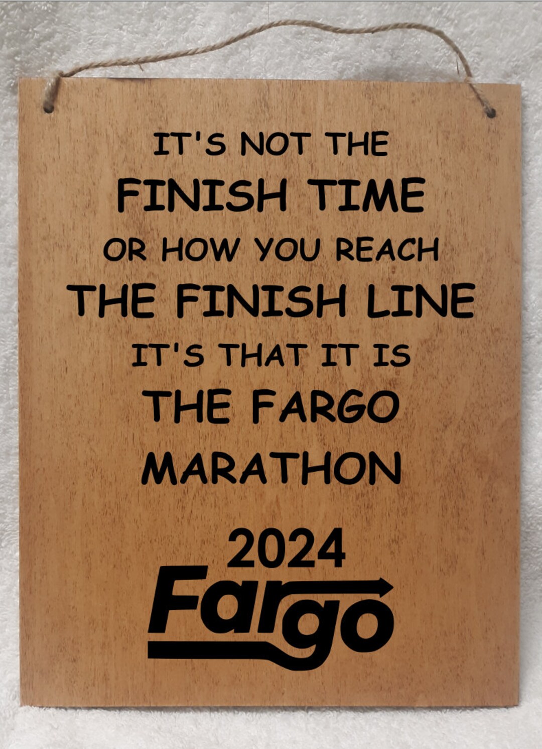 Fargo Marathon 2024, Fargo Marathon Hanging Wood Sign, Gift for Runners