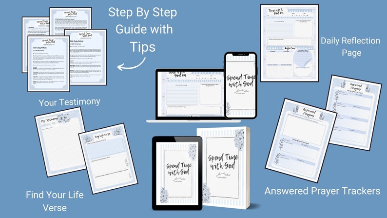Spend Time With God Set, Prayer Worksheets, Printable Journal Pages, Daily Reflection Sheet, Custom Coloring Pages, Bible Plan, Scriptures image 3