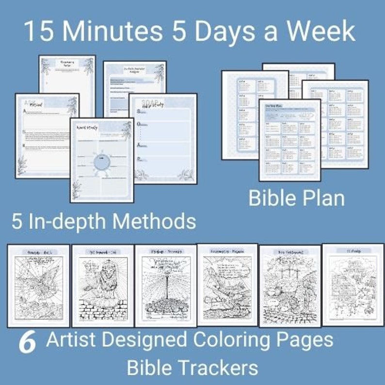 Spend Time With God Set, Prayer Worksheets, Printable Journal Pages, Daily Reflection Sheet, Custom Coloring Pages, Bible Plan, Scriptures image 6