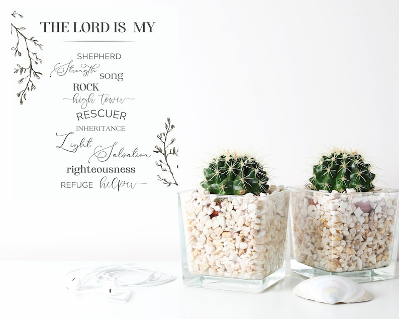 The Lord Is My Shepard Bible Verse Typography Art Print, Printable Quote Art, Instant Download, The Lord is My Rock image 2