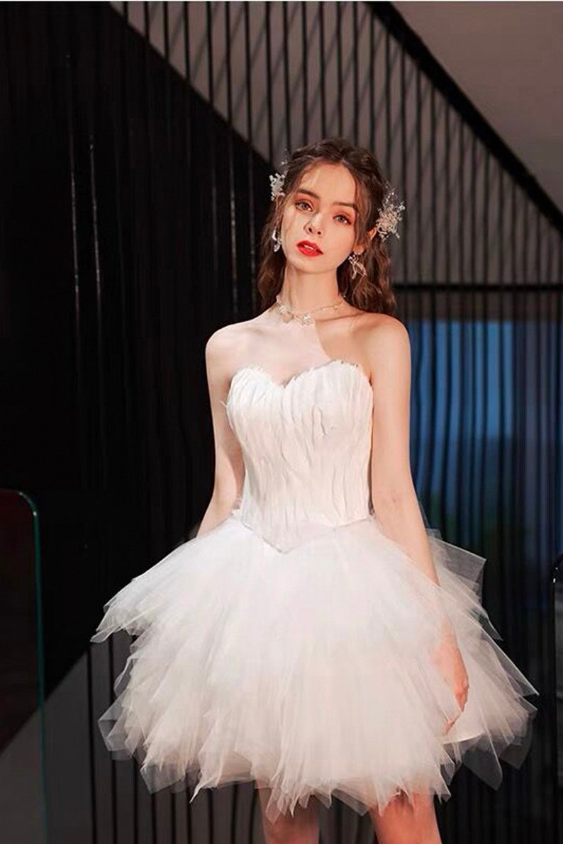 white club dresses Party Dress Vestido Strapless Off Shoulder Sleeveless Feather Mini Length Short Prom Party Gown Evening Celebrity Gown EliteBloom Evening Dress Women Long