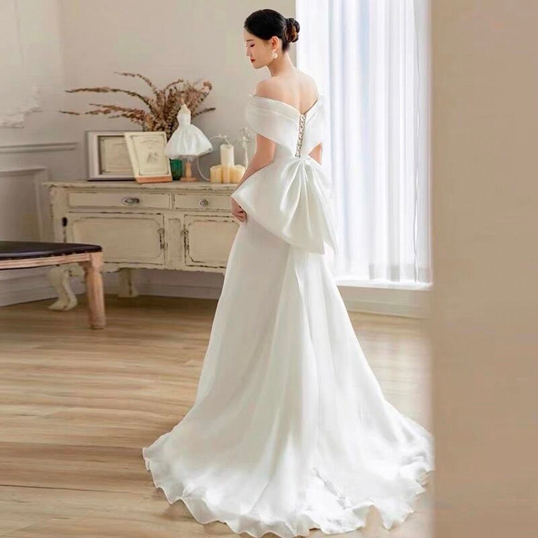 Elegant Soft Satin Wedding Dress Straps Backless Princess - Etsy