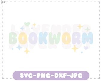 Bookworm SVG & PNG, Layered Rainbow Reading Cut File