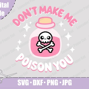 Poison Bottle SVG, Kawaii Pink Clipart, Cricut Cut File (Digital File)