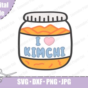 Kimchi Lover SVG, Layered Kimchi Jar Design, I Heart Kimchi Kawaii PNG, Korean Food Clipart, Cricut Silhouette File, T-Shirt Stickers Art