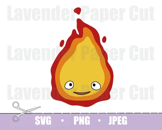 Calcifer Fire Demon SVG & PNG, Anime Flame Character Cut File