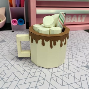 This is the back of the hot cocoa mug with the dripping chocolate wrapping all the way around.