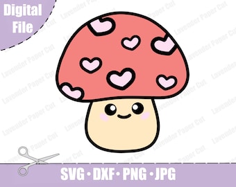 Heart Mushroom SVG & PNG, Kawaii Cottagecore Cut File
