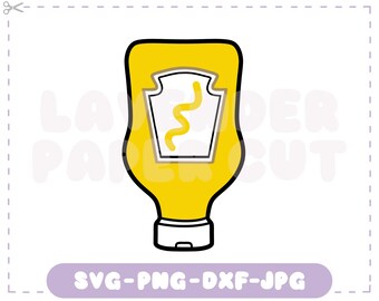 Mustard Bottle SVG & PNG, BBQ Picnic Food Cut File