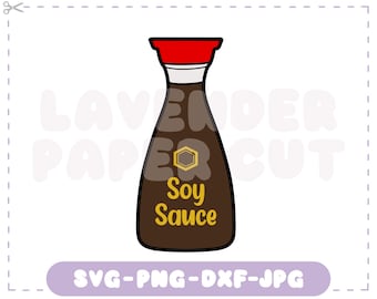 Soy Sauce Bottle SVG & PNG, Kawaii Asian Food Cut File