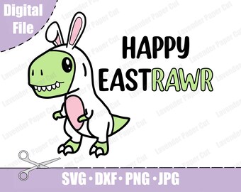 T-Rex Easter Bunny SVG & PNG, Dinosaur Rabbit Ears Cut File