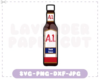 A1 Steak Sauce Bottle SVG & PNG, Funny Food Kitchen Cut File