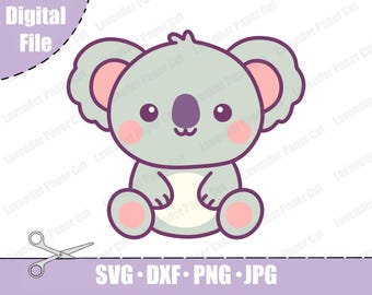 Baby Koala SVG & PNG, Kawaii Animal Nursery Cut File