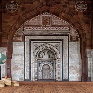 Mosque Mihrab Wallpaper Mural, Islamic Architectural Wall Decor for Living Room, Office, Prayer Room