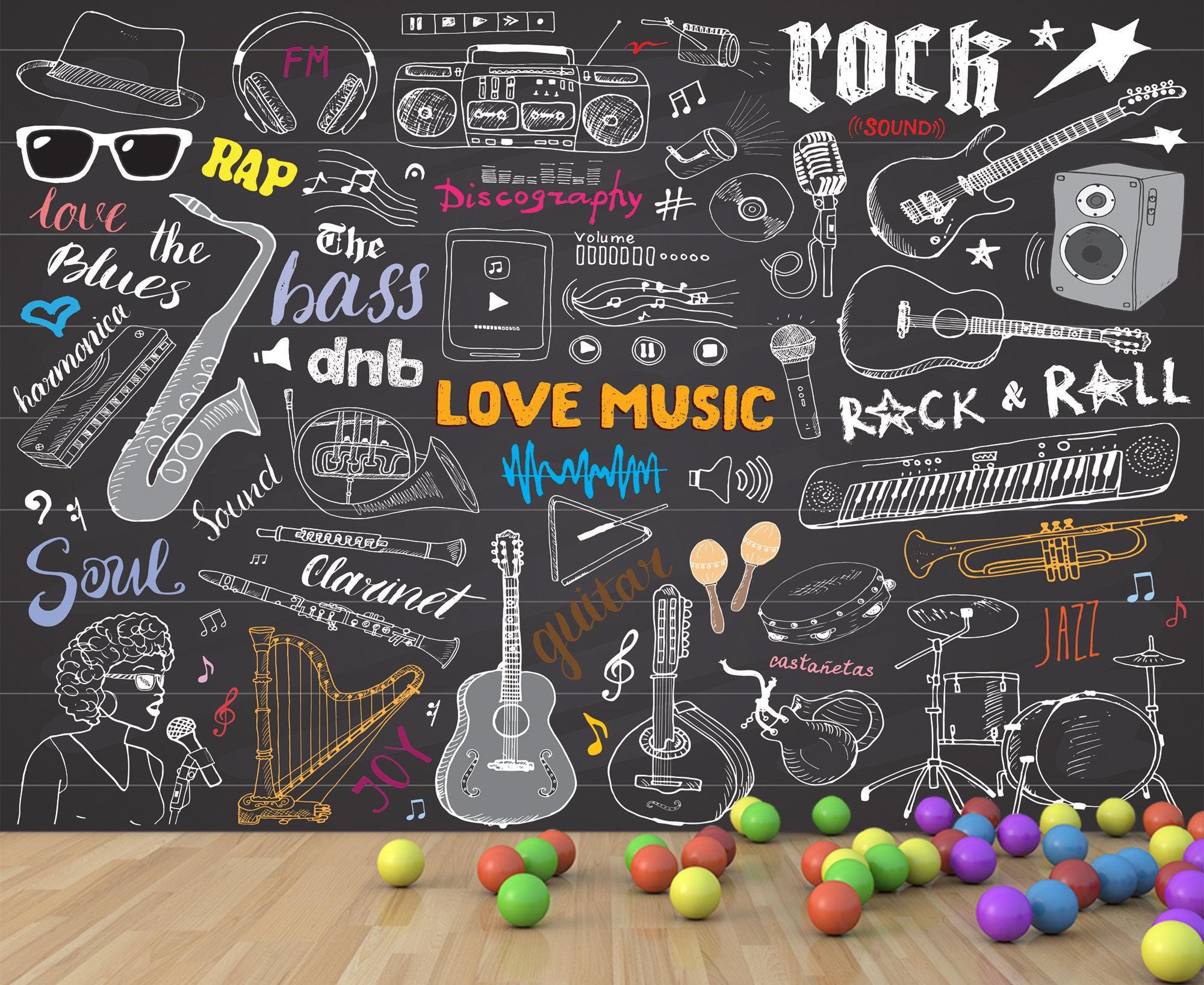 Ypxzzj Poster Su Tela Con Cuffie Graffiti – Quadro Colorato Tema Musicale – 30x40 Cm Per Camera Da Letto, Soggiorno, Sala Giochi - 3