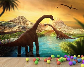 Age of Dinosaurs Kids Room Wallpaper Mural Jurassic Dinosaur Poster for Playroom, Nursery