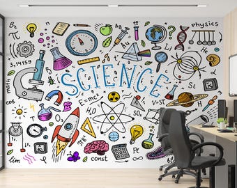Colorful Science Wallpaper Mural - Educational Wall Decor for