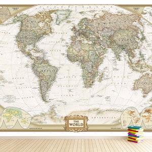 装飾世界地図壁紙 / Decoratieve Wereldkaart Behang / Decorative Weltkarte Tapete / Carte Du Monde Papier Peint / ポスター