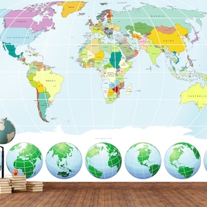 Die Welt aus jeder Perspektive Weltkarte Hintergrund / De Wereld Vanuit Elk Perspectief Wereldkaart Behang / Weltkarte Tapete / Poster