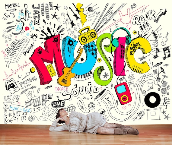 Ypxzzj Poster Su Tela Con Cuffie Graffiti – Quadro Colorato Tema Musicale – 30x40 Cm Per Camera Da Letto, Soggiorno, Sala Giochi - 2