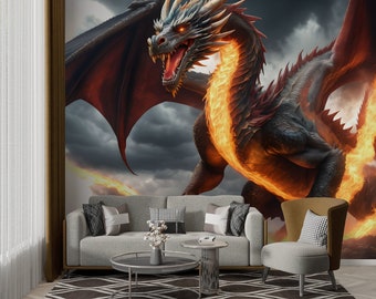 Fury Unleashed: Angry Dragon behangmuurschildering