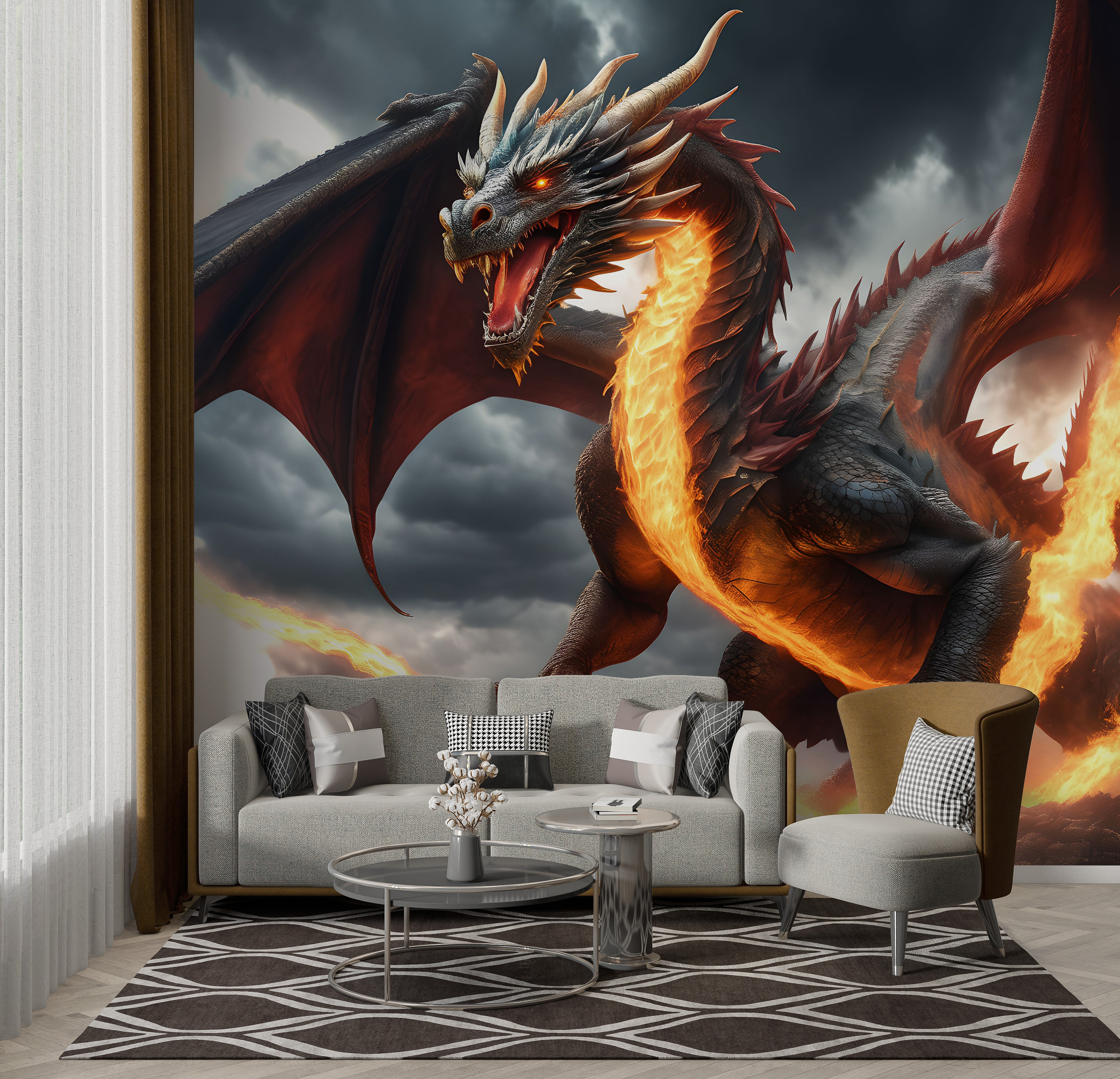 Wallpaper Home Decoration Photo Wallpaper White Wolf Clouds Animals Black And White Wall Mural Non-Woven Art Print Giant Poster Picture 3D Modern Design Wallposter For Living Room Bedroom Home Decorat
