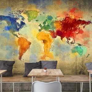 サインペン世界地図壁紙 / Viltstift Wereldkaart Behang / Filzstift Weltkarte Tapete / Carte Du Monde Papier Peint / ポスター