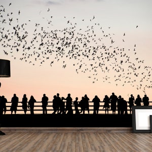 Birds And People Wallpaper Mural / Vogels En Mensen Fotobehang / Vögel und Menschen Wandbild Fototapete / Foto Papel Tapiz / Poster