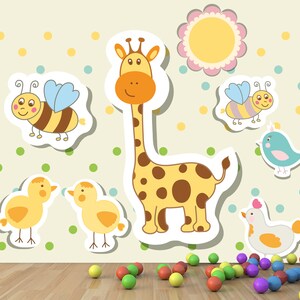 Cute animals Kids Room Wallpaper / Schattige Dieren Kinderkamer Behang / Süße Tiere Kinderzimmer Tapete  / Chambre Des Enfants Papier Peint