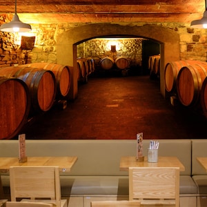 Wine Cellar Wallpaper Mural / Wine House Wallpaper / Wine House Poster / Wine Barrel Wallpaper Mural / Restaurant Wallpaper Mural