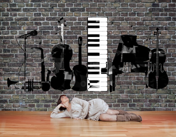 Music Design Wallpaper Mural / Music Decoration Wallpaper / - Etsy