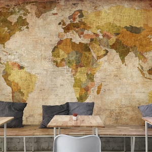 スタイリッシュな世界地図壁紙 / Stijlvolle Wereldkaart Behang / Stilvolle Weltkarte Tapete / Carte Du Monde Papier Peint / ポスター