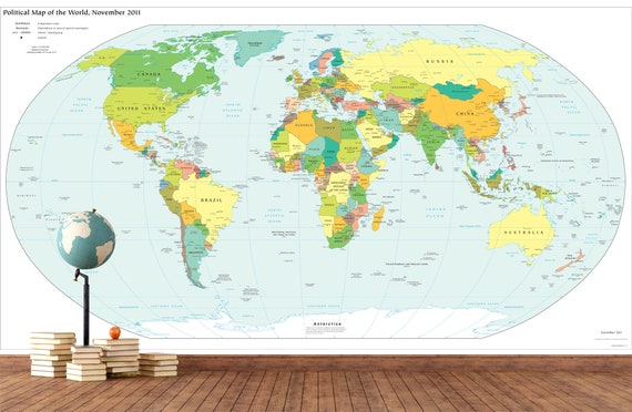 Political World Map Wallpaper / Politieke Wereldkaart Behang / -