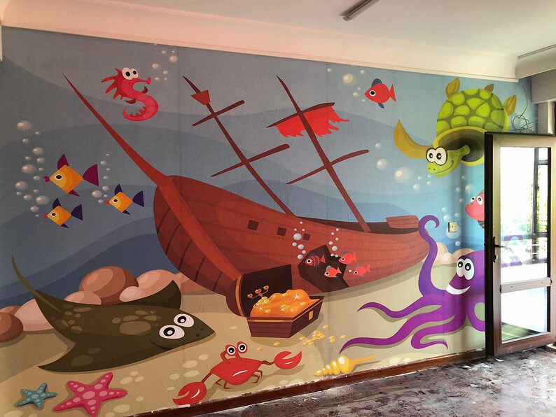 Under the Sea Kids Room Wallpaper / Onder De Zee Kinderkamer Etsy