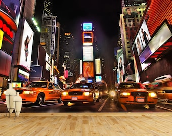 Times Square New York Wall Mural, Night City Wallpaper for Office and Living Room