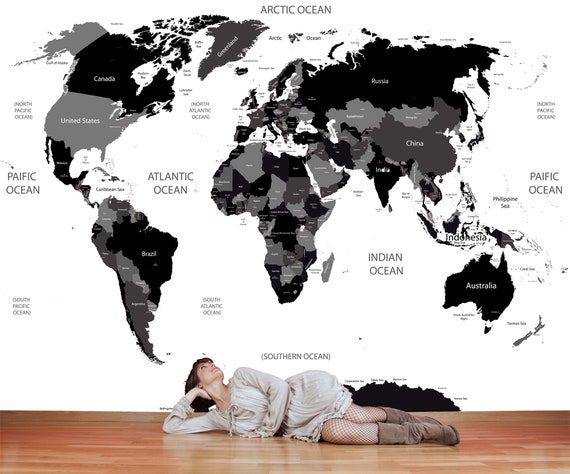 Buy Black and White World Map Wallpaper / Zwart En Wit Wereldkaart Online in India - Etsy Buy Black and White World Map Wallpaper / Zwart En Wit Wereldkaart Online in India - Etsy