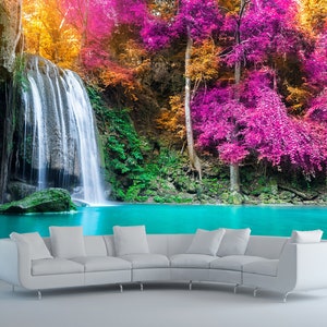 Wasserfall Wallpaper Wandbild / Wasserfall und See Wallpaper / Wasserfall von Thailand Poster / Secret Heaven Wandbild / selbst gestaltet Wallpaper