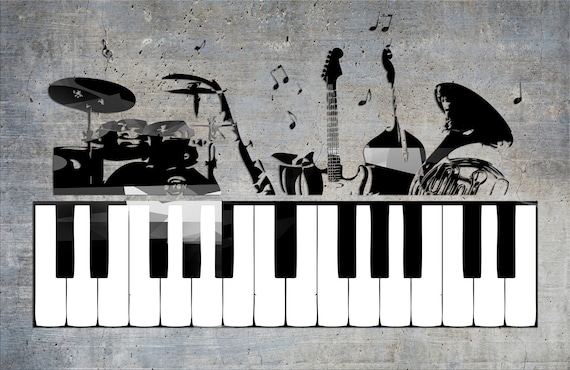 Instrumentos musicales Fondo de pantalla Mural / Fondo Musical - Etsy México